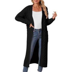 Womens Long Cardigan Sweaters Fall Open Front Coat Long Sleeve Cable Knit Maxi